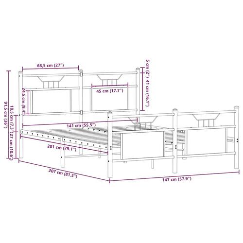 Sengeramme 140x200 cm uden madras konstrueret træ sonoma-eg