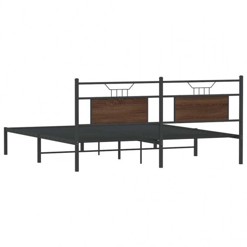 Sengeramme med sengegavl uden madras 183 x 203 cm - brunt egetræ