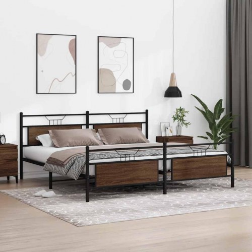Sengeramme uden madras 193 x 203 cm - brun egetræ