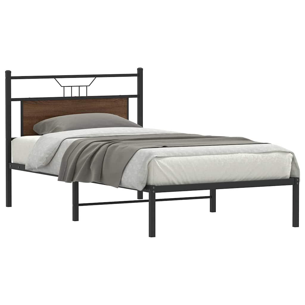 Sengeramme Uden Madras Konstrueret Træ Brunt Eg Brun Eg - med hovedgærde / 100 x 190 cm