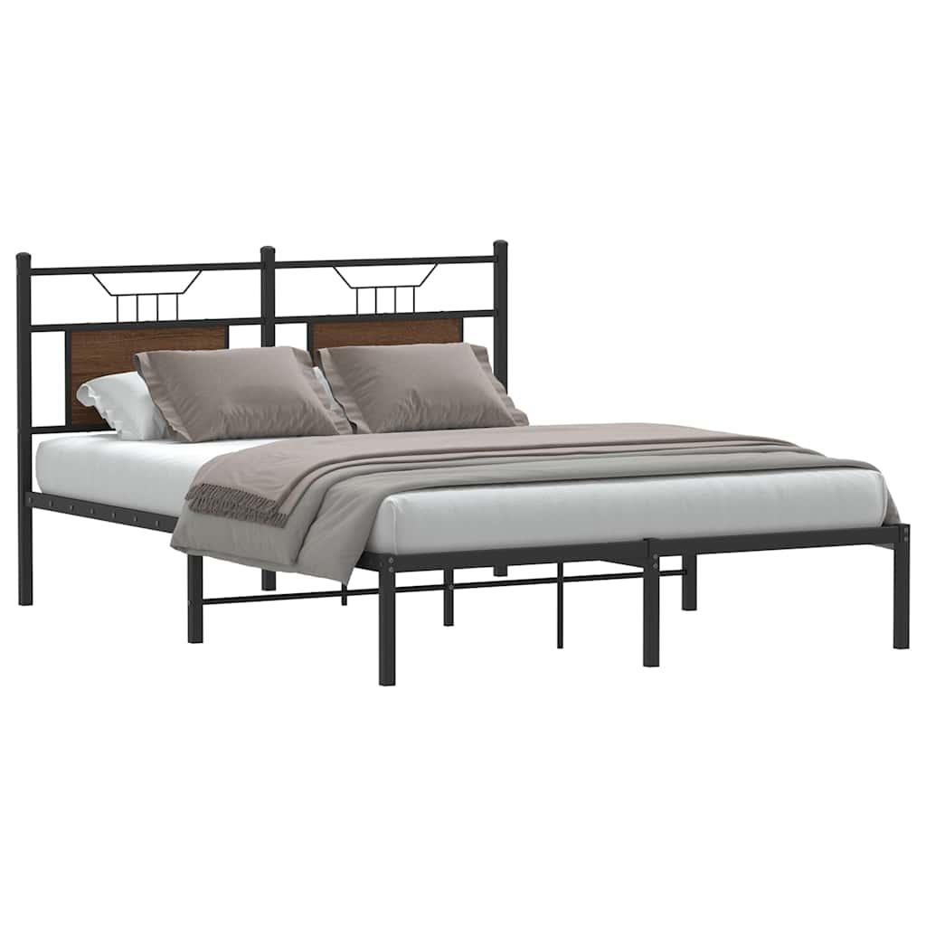 Sengeramme Uden Madras Konstrueret Træ Brunt Eg Brun Eg - med hovedgærde / 137 x 190 cm