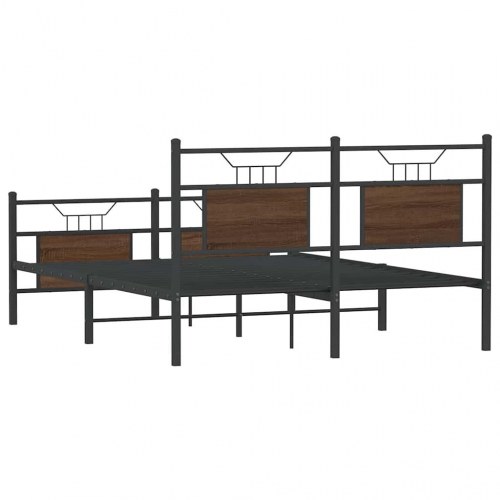 Sengeramme 150 x 200 cm med hoved- og fodgærde - brunt eg