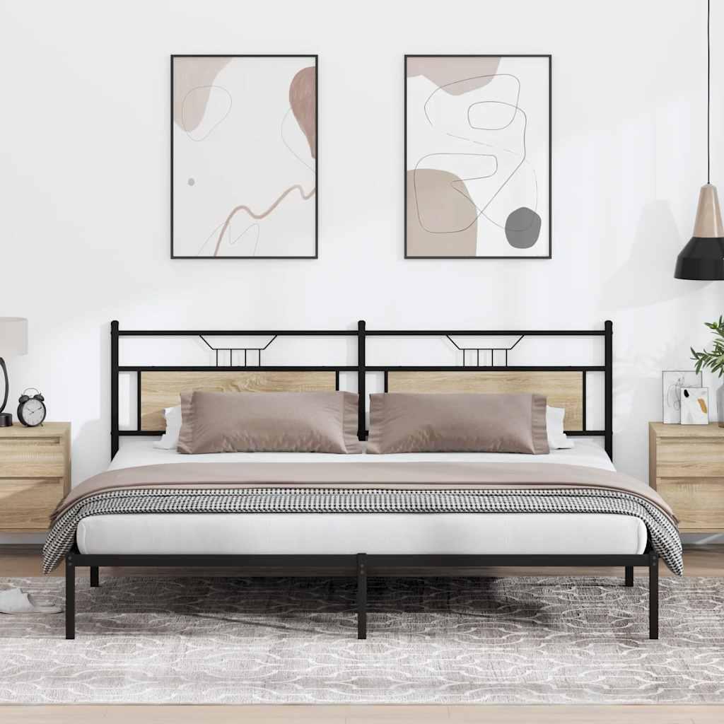 Sengeramme Uden Madras 200x200 Cm Konstrueret Træ Sonoma Eg
