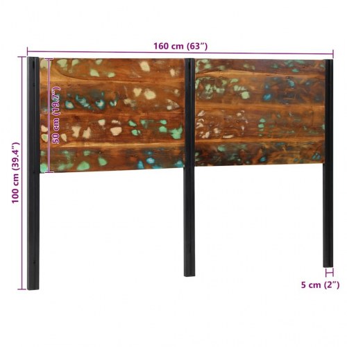 Sengegavl 160 cm i massivt genbrugstræ og jern