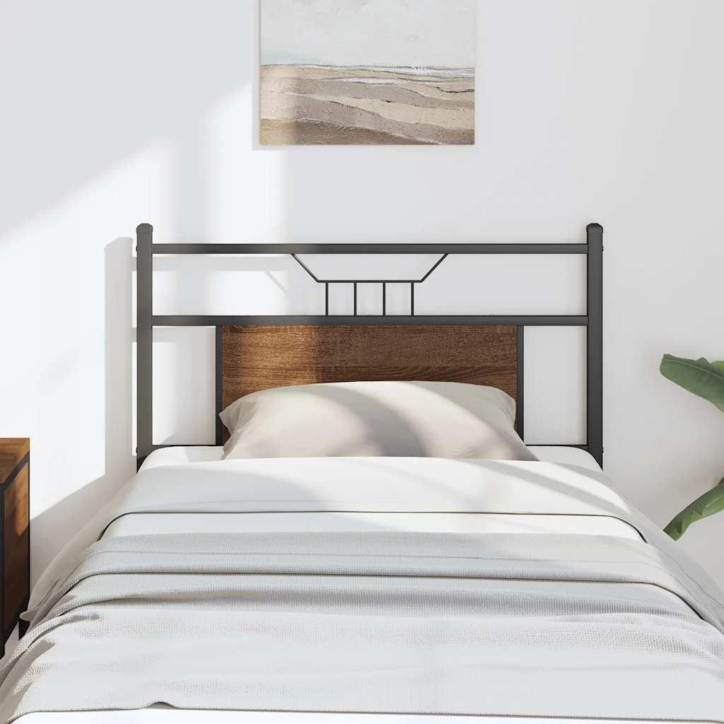 Sengegavl Konstrueret Træ Og Stål Etræsfarve - Brun eg / 80 cm