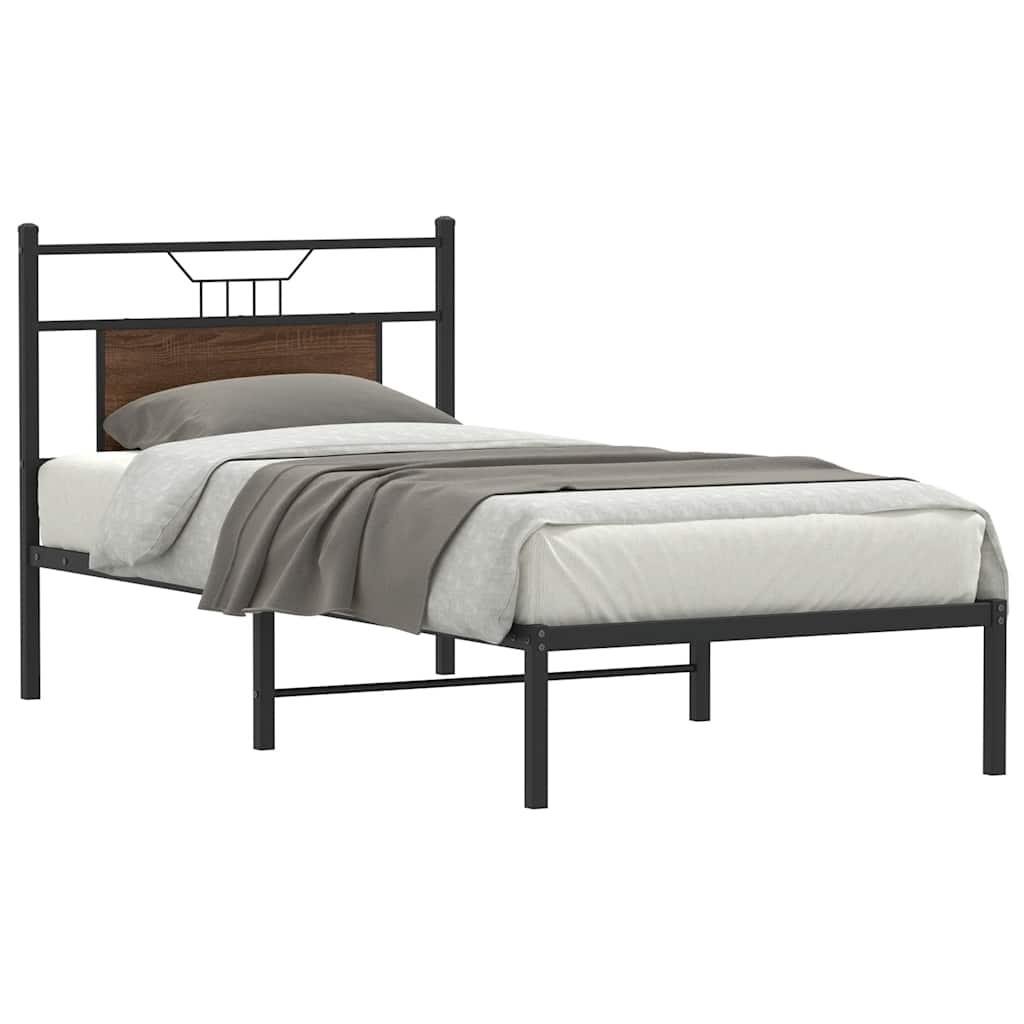 Sengeramme Uden Madras Konstrueret Træ Brunt Eg Brun Eg - med hovedgærde / 80 x 200 cm