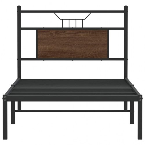Sengeramme 80 x 200 cm med sengegavl - brun egetræ