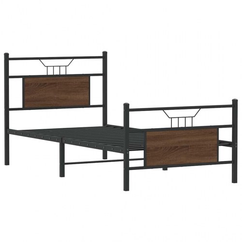 Sengeramme 90 x 190 cm uden madras - brunt egetræ