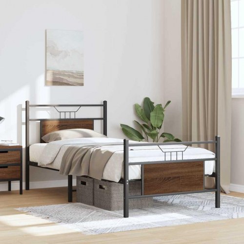 Sengeramme 90 x 190 cm uden madras - brunt egetræ