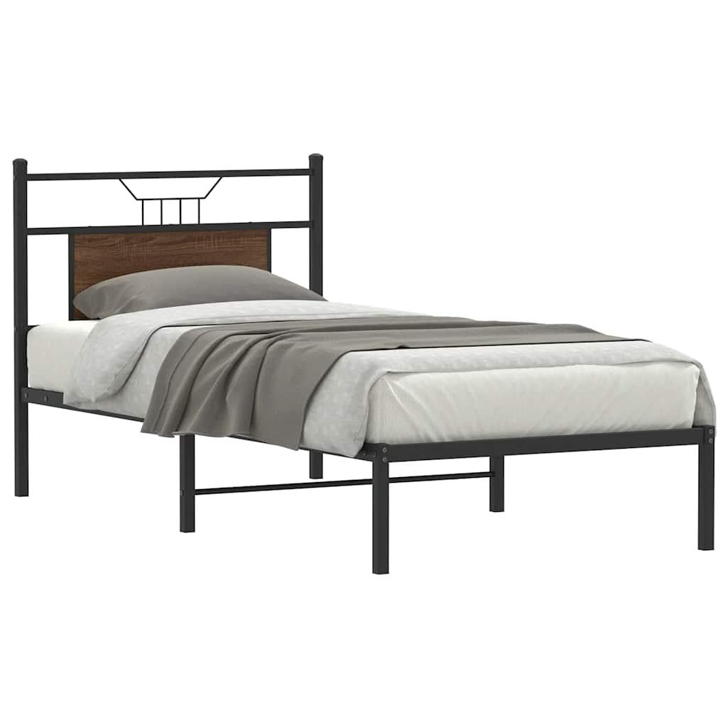 Sengeramme Uden Madras Konstrueret Træ Brunt Eg Brun Eg - med hovedgærde / 75 x 190 cm
