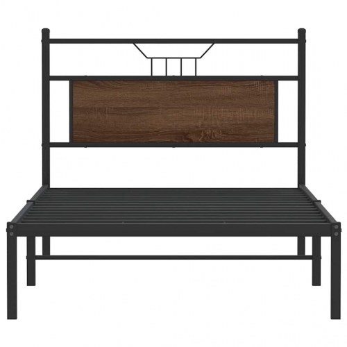 Sengeramme 100 x 200 cm med sengegavl uden madras - brunt egetræ