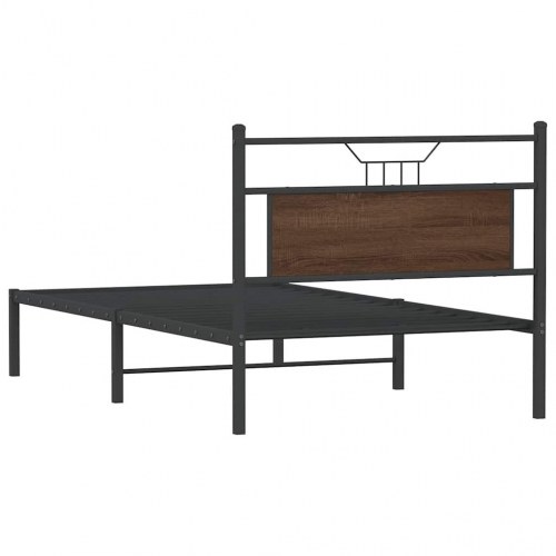 Sengeramme 100 x 200 cm med sengegavl uden madras - brunt egetræ
