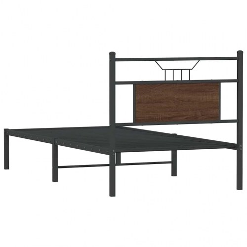 Sengeramme med sengegavl 90 x 200 cm uden madras - brun egetræ