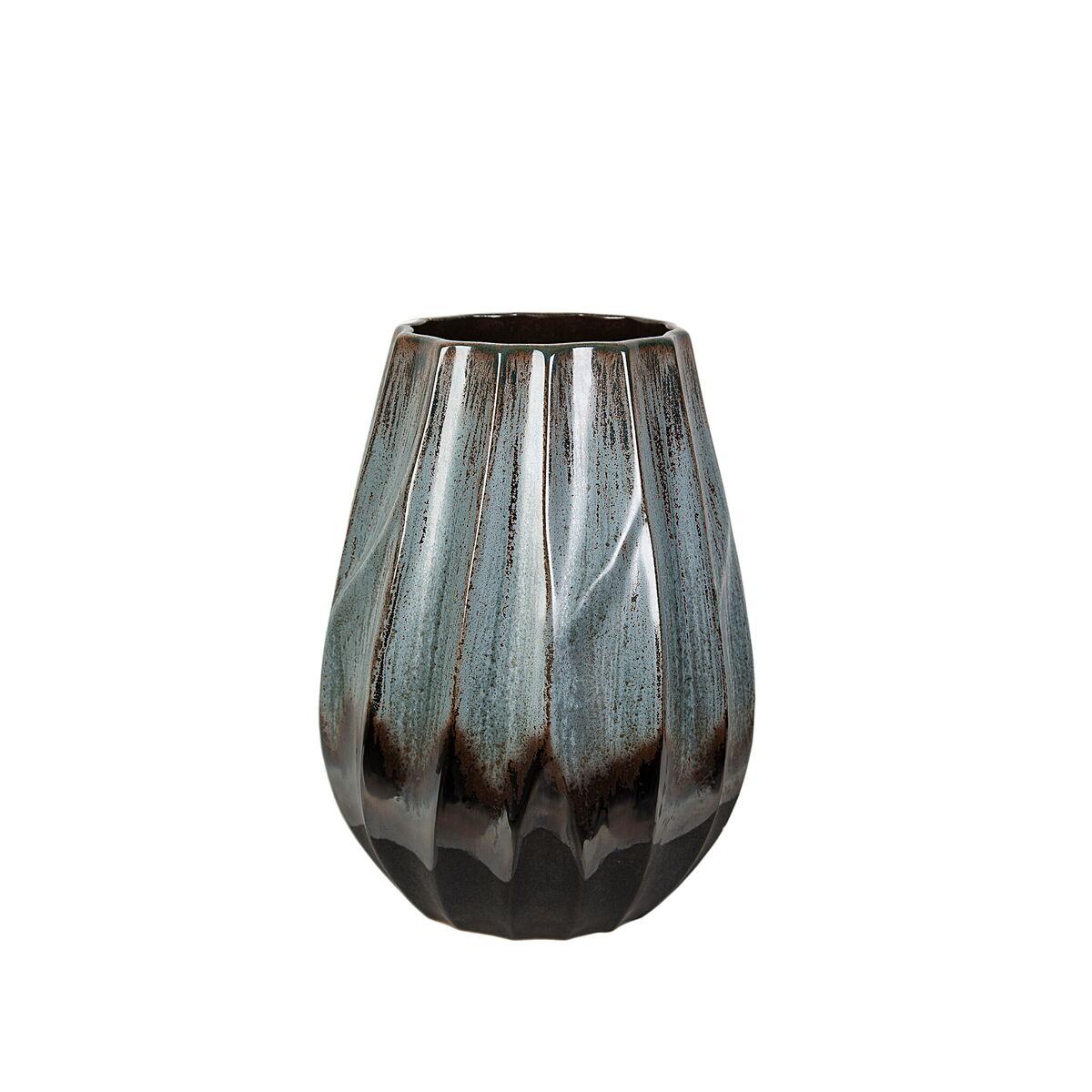 Romimex vase - blå/sort keramik, oval