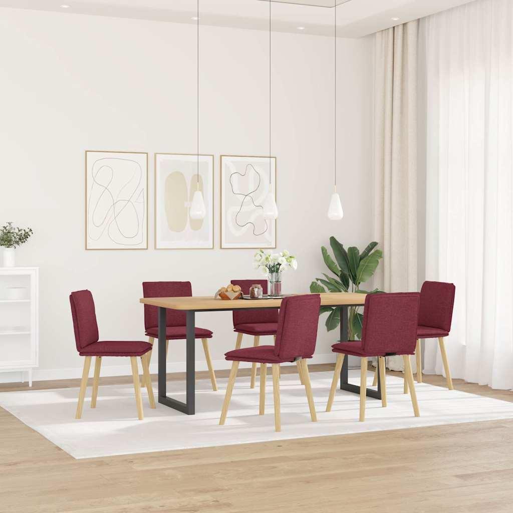 Spisebordsstole 6 stk. i stof - vinrød