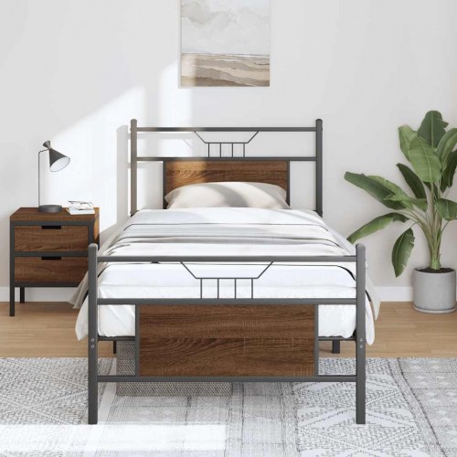 Sengeramme 75 x 190 cm uden madras - brun egetræ
