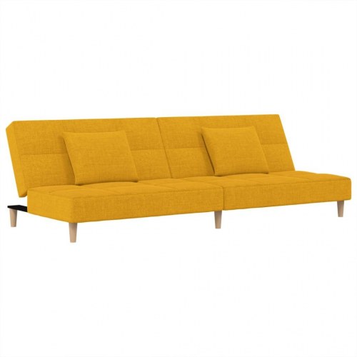 2-personers sovesofa med 2 puder - stof, gul