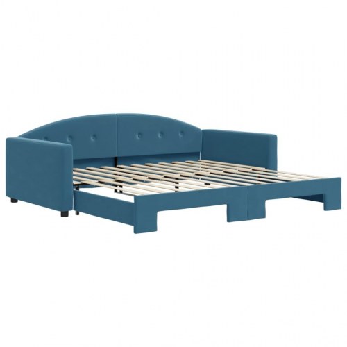 Daybed med udtræk 100 x 200 cm - blå velour