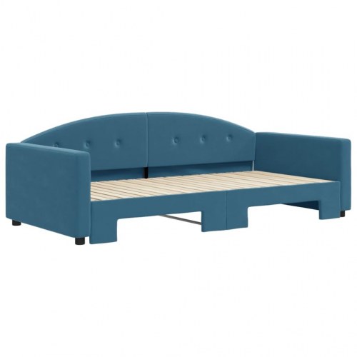 Daybed med udtræk 100 x 200 cm - blå velour