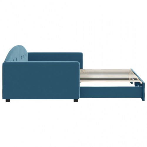 Daybed med udtræk 100 x 200 cm - blå velour