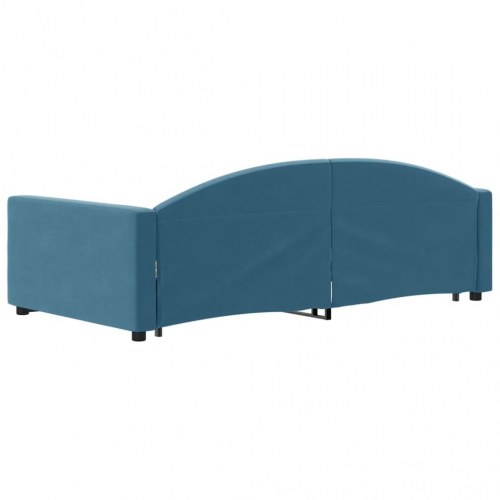 Daybed med udtræk 100 x 200 cm - blå velour