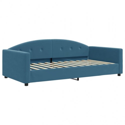Daybed med udtræk 100 x 200 cm - blå velour