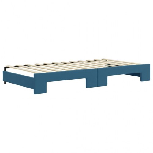 Daybed med udtræk 100 x 200 cm - blå velour