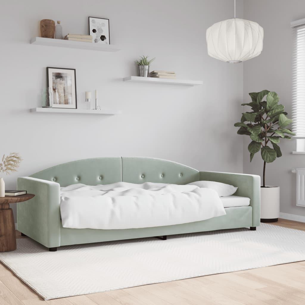 Daybed 90x190 cm velour lysegrå