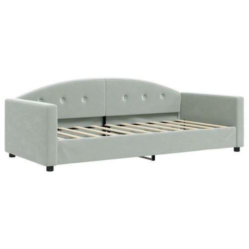 Daybed 90×190 cm i velour - lysegrå sovesofa