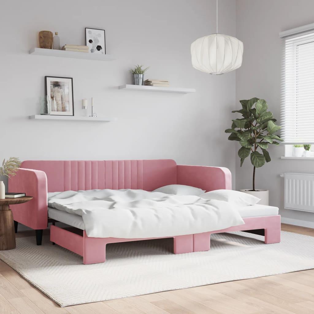 vidaXL daybed med udtræk 100x200 cm velour lyserød