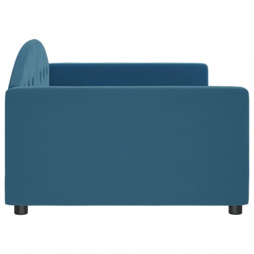 Daybed 100 x 200 cm i velour - blå sovesofa til gæsteværelse og stue
