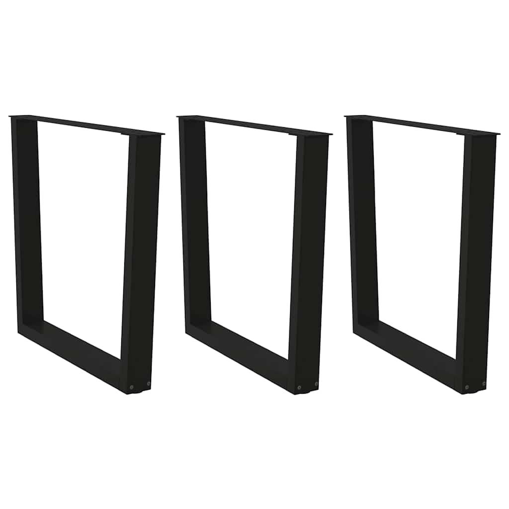 Spisebordben V-formet 3 stk. sort 80 x (72-73,3) cm stål