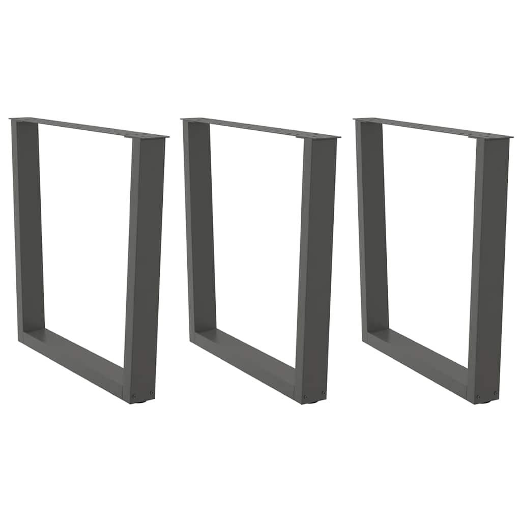 Spisebordsben V-formet 3 stk. antracit 90 x (72-73,3) cm stål