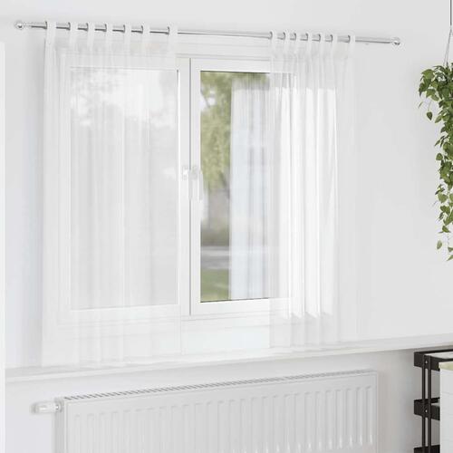 Voile-gardiner med stanglommer 2 stk hvid