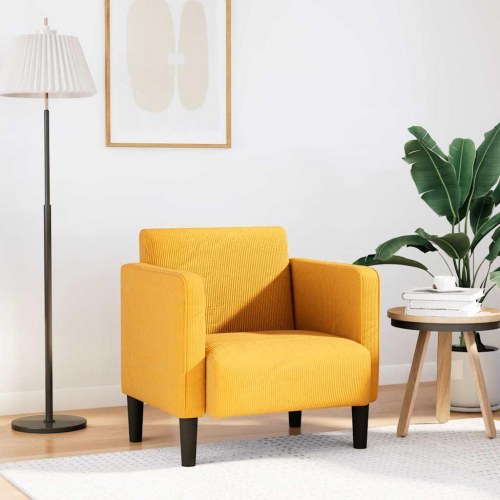 Sofastol med armlæn i fløjlsstof - lysegul