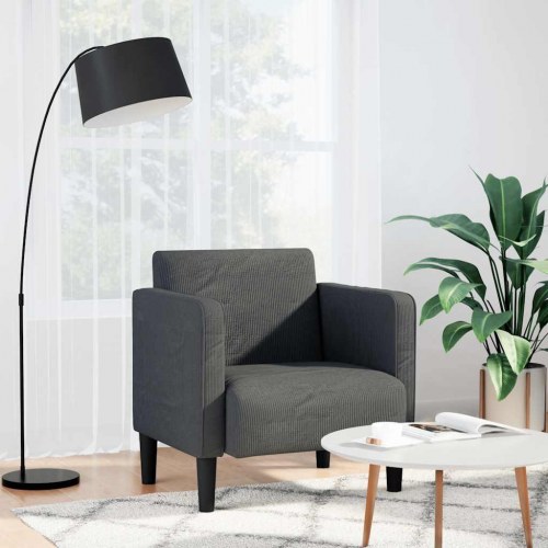 Sofastol med armlæn i fløjlsstof - mørkegrå