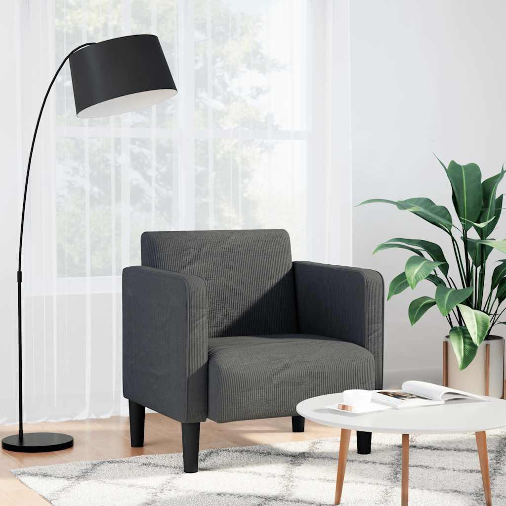 Sofastol Med Armlæn 54 Cm Fløjlsstof Lysegrøn Grå - Mørkegrå