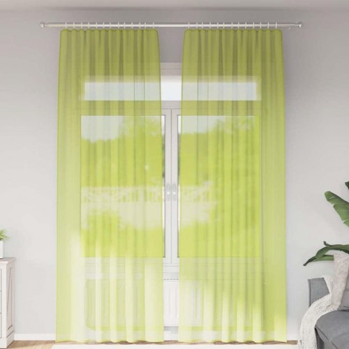 Voile-gardiner med fane i toppen, 2 stk. - æblegrøn 140 × 260 cm