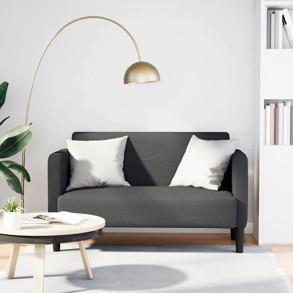 Elskovssofa 109 cm i fløjlsstof - mørkegrå 2-personers sofa