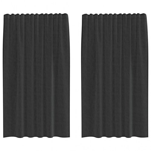 Voile-gardiner med fane i toppen, 2 stk., sort - 140 × 175 cm
