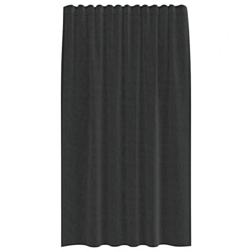 Voile-gardiner med fane i toppen, 2 stk., sort - 140 × 175 cm