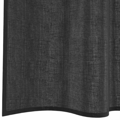 Voile-gardiner med fane i toppen, 2 stk., sort - 140 × 175 cm