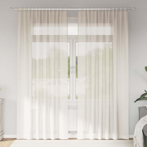 Voile-gardiner med fane i toppen - 2 stk., cremefarvet, 140 × 245 cm