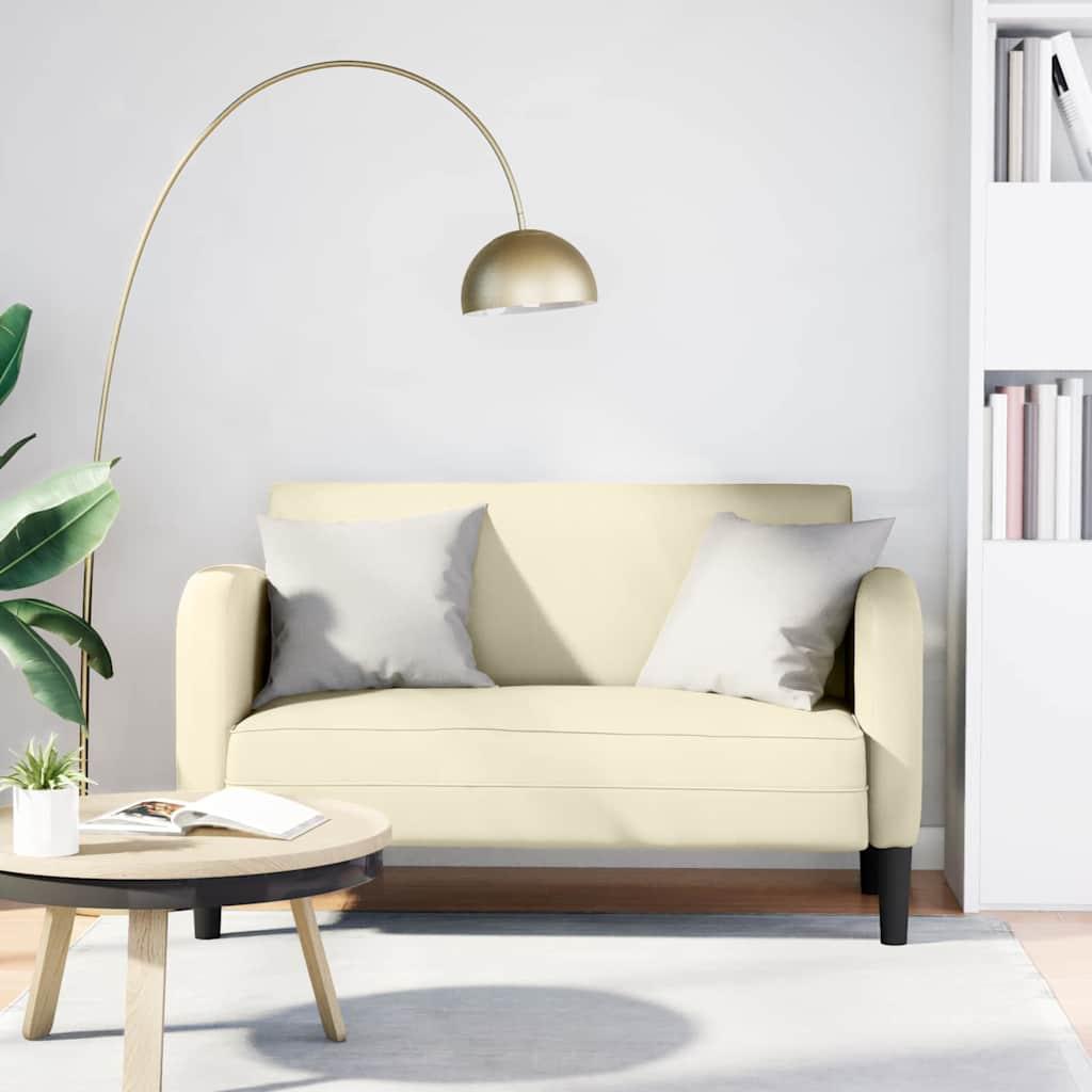 Elskovssofa 110 cm i kunstlæder - cremefarvet 2-personers sofa