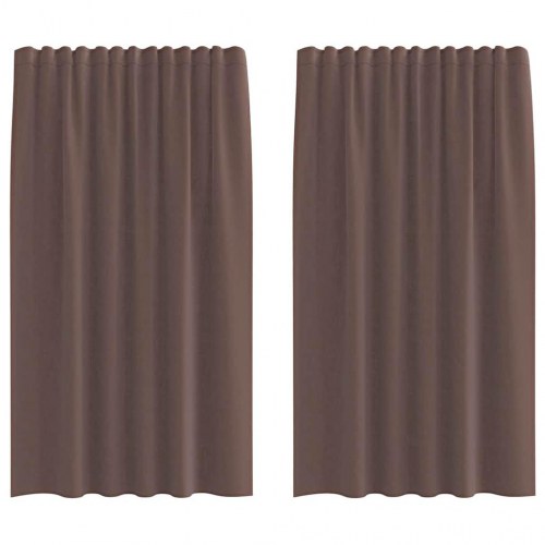Voile-gardiner med fane i toppen - 2 stk., brun, 140 × 175 cm