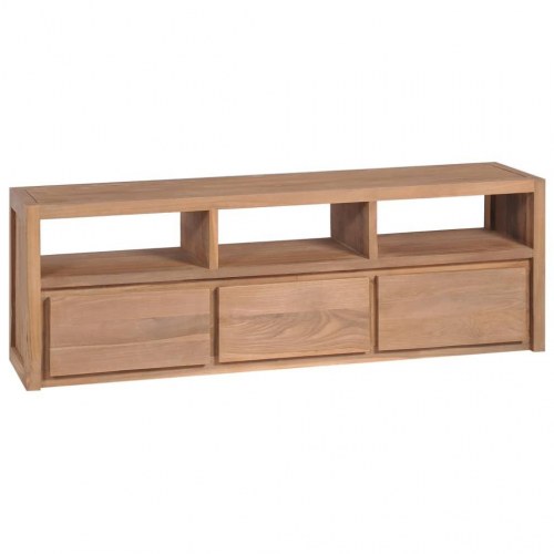 Tv-skab i massivt teaktræ med naturlig finish 120 x 30 x 40 cm