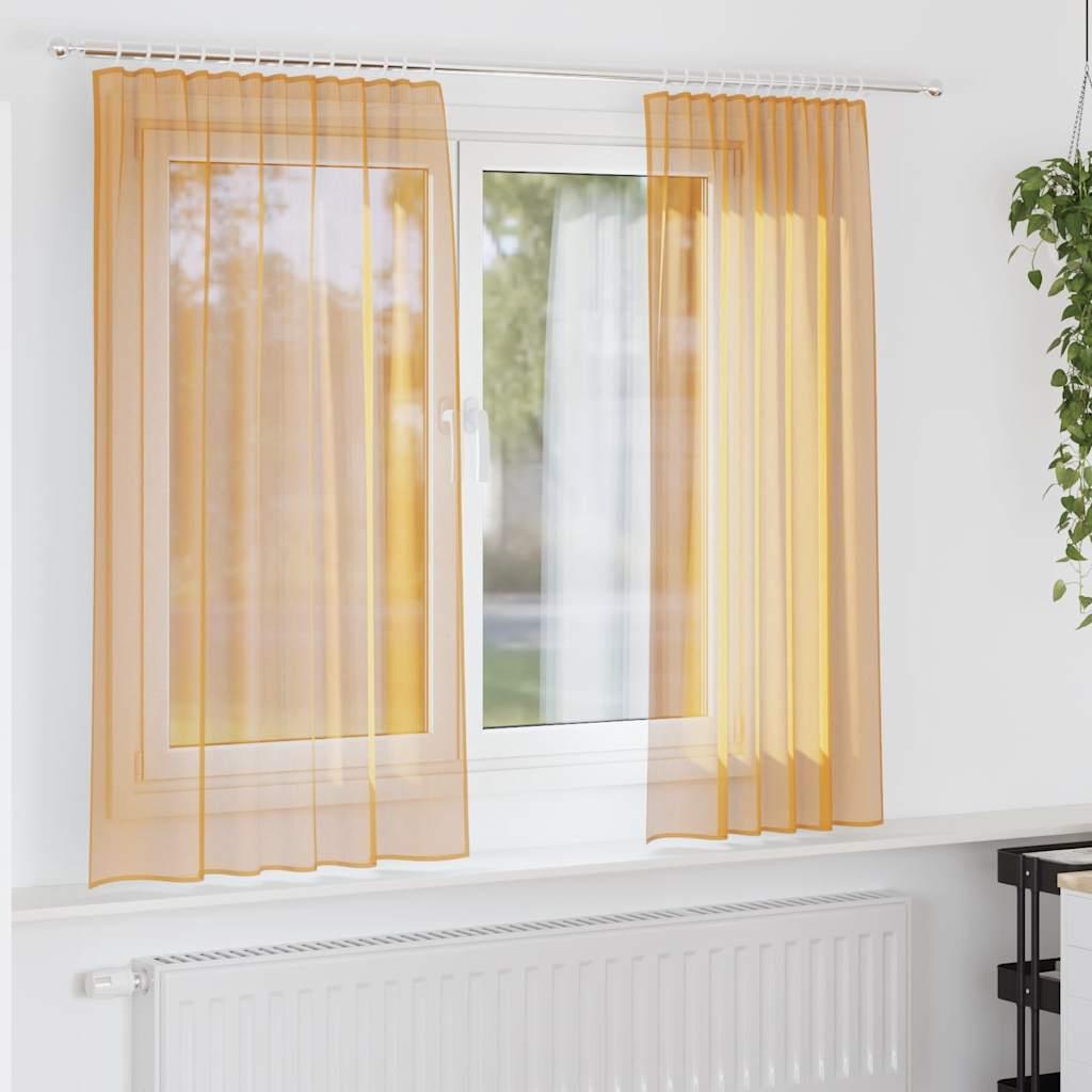 Voile-gardiner med løkker 2 stk. 140x140 cm orange