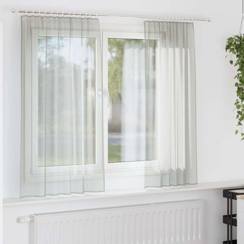 Voile-gardiner med løkker 2 stk. 140 × 175 cm - lysegrå