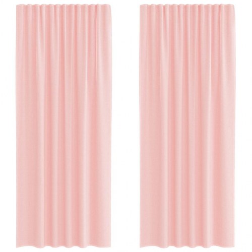 Voile-gardiner med løkker, 2 stk. - 140×225 cm, lyserød