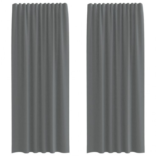 Voile-gardiner med løkker 2 stk. - 140 × 245 cm, mørkegrå